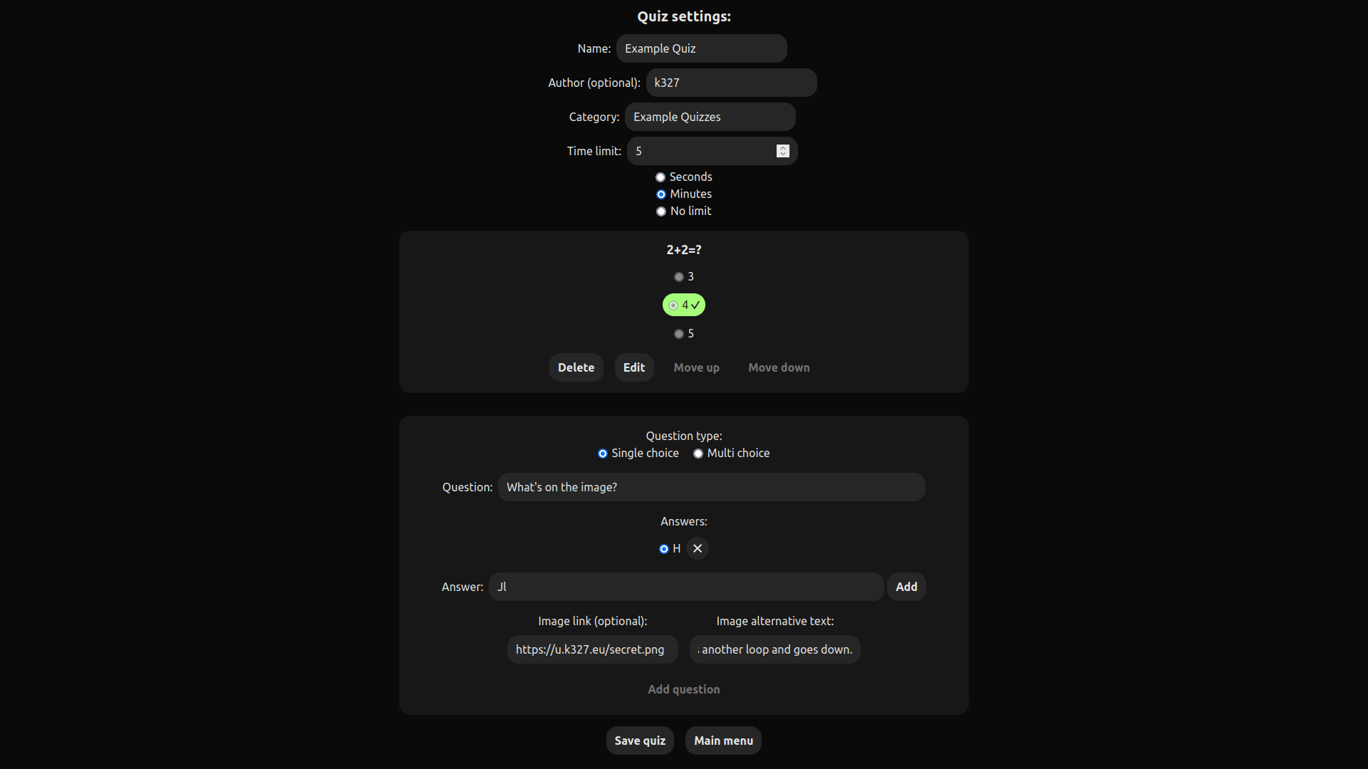Screenshot of Quiz Software by k327
